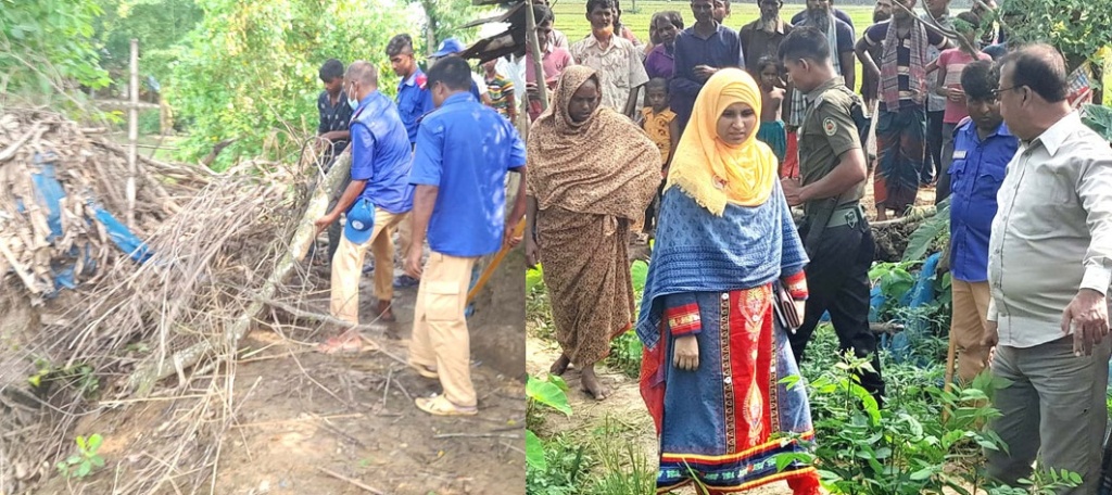 ধামইরহাটে বেড়া ভেঙ্গে গৃহবন্দী পরিবারকে মুক্ত করলো প্রশাসন