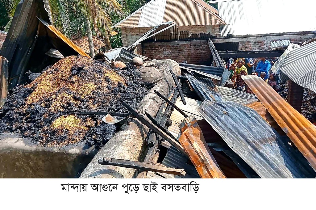 মান্দায় আগুনে পুড়ল কৃষকের বসতবাড়ি